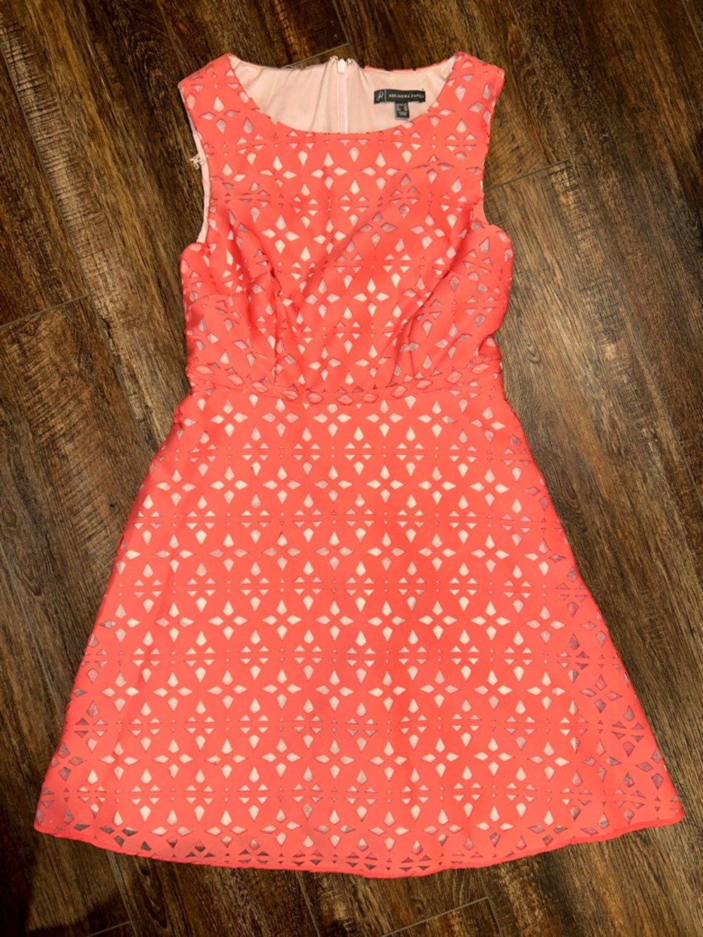 Ann Taylor Coral Cutout Fit-and-Flare Dress